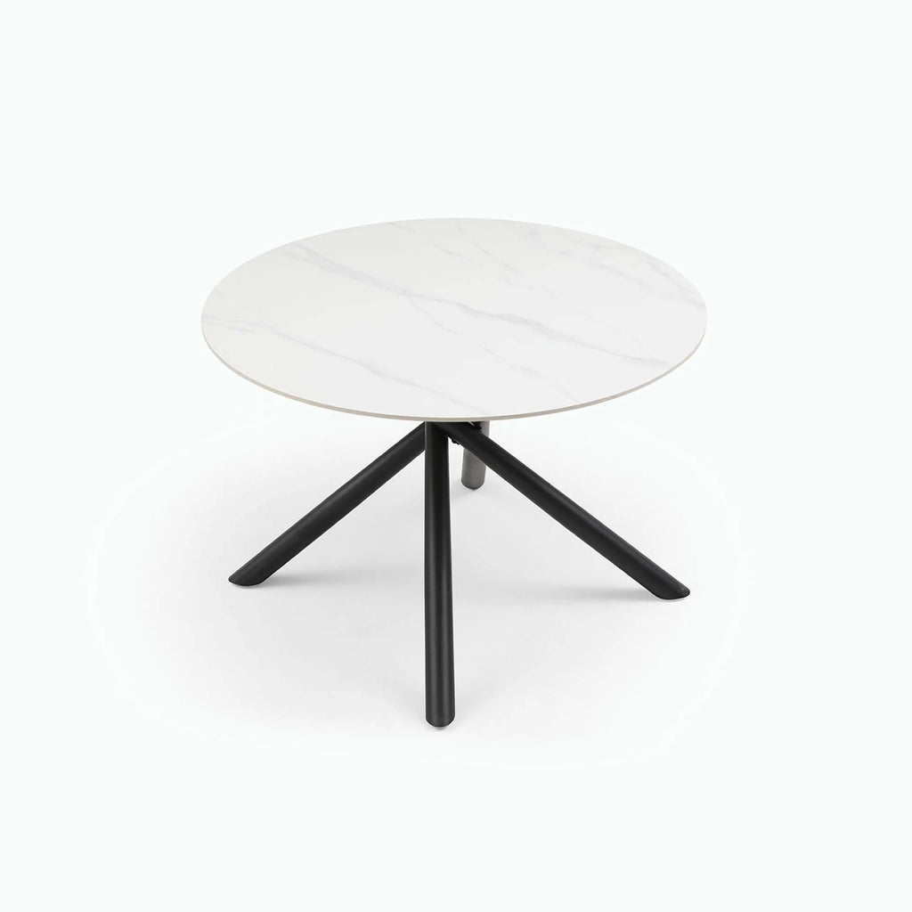 Round Dining Table with Metal Cross Legs White Black Q37803