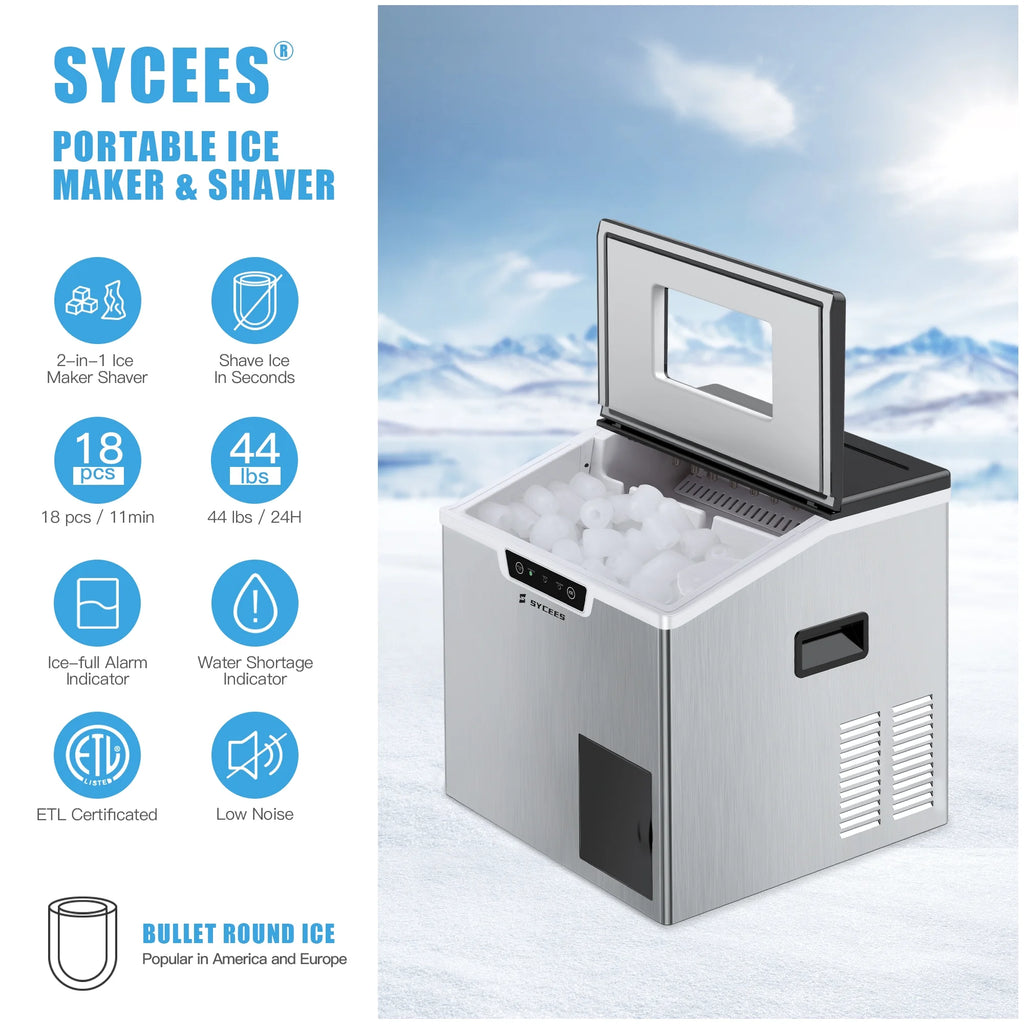 Portable 2 in 1 Ice Maker & Shaver with Ice Scoop V81984