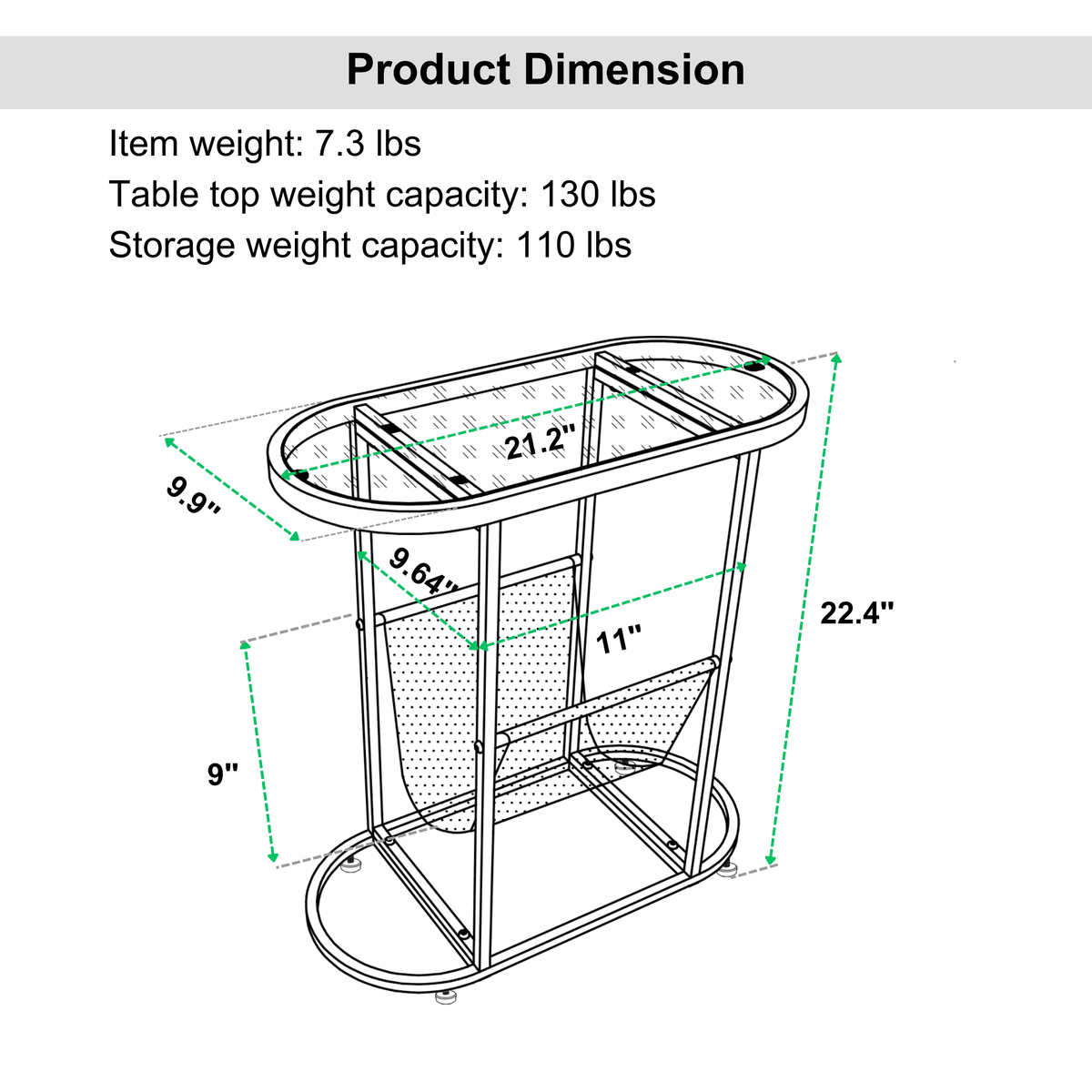 Oval Glass Side Tables with Magazine Storage H175022