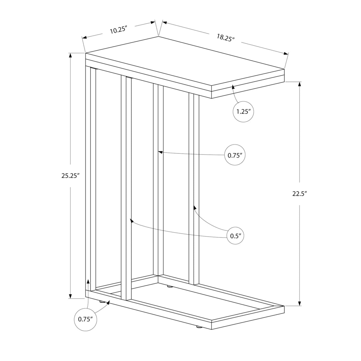 C-shaped Metal Accent Table T612112