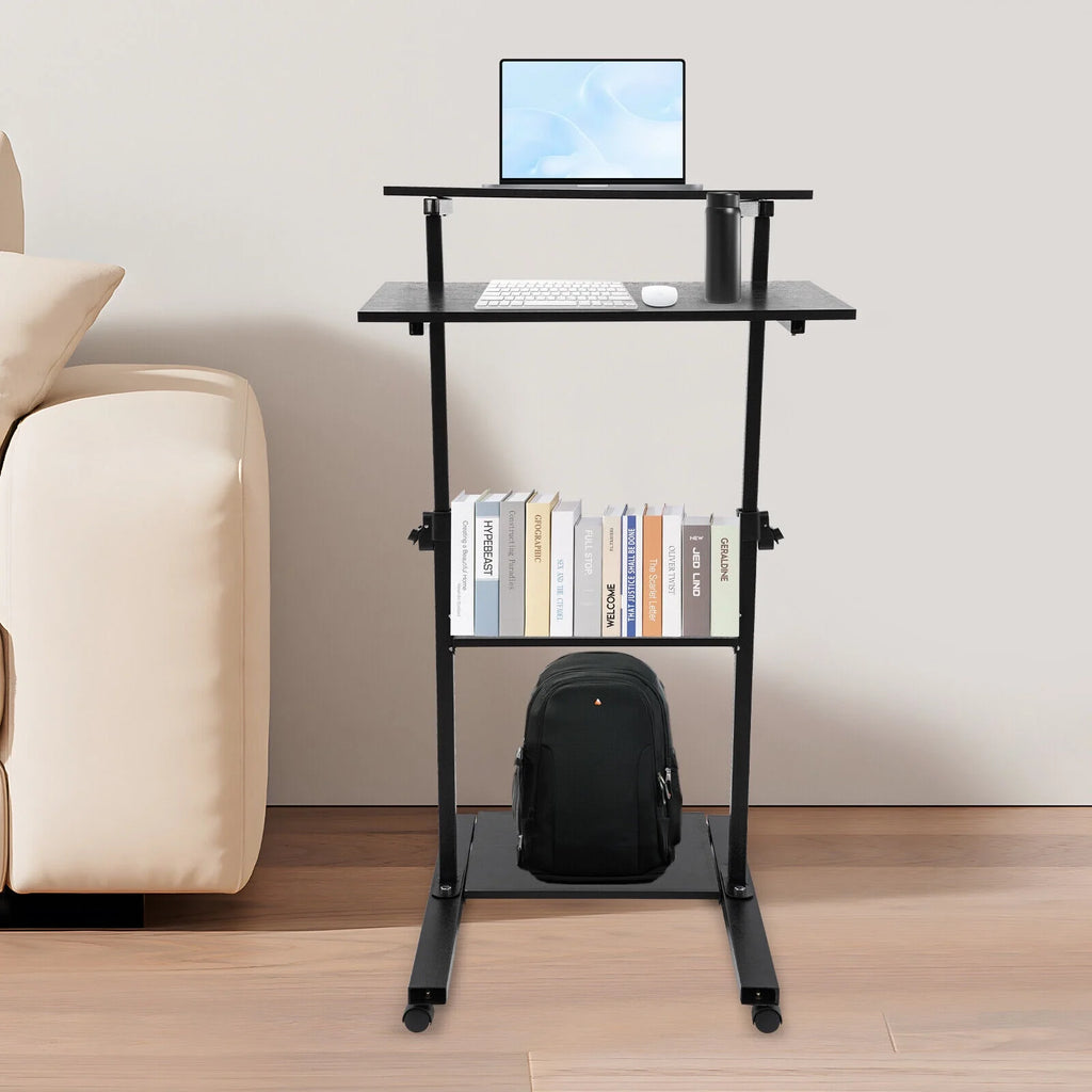 Black Adjustable Mobile Standing Desk S633
