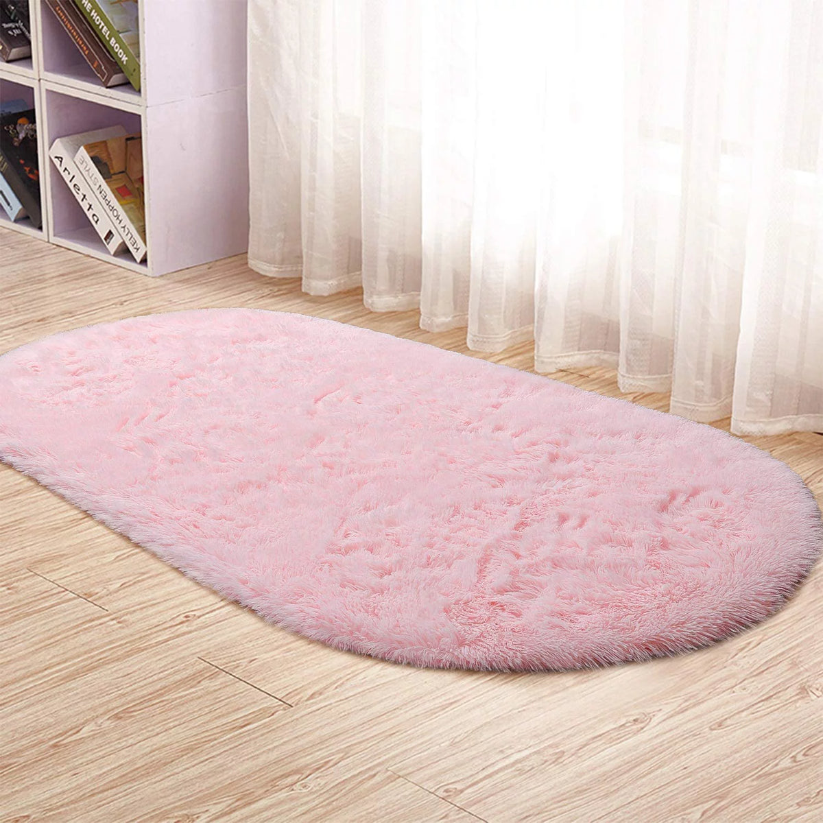 Pink Velvet Shaggy Area Rug 2.6' x 5.3' T1779