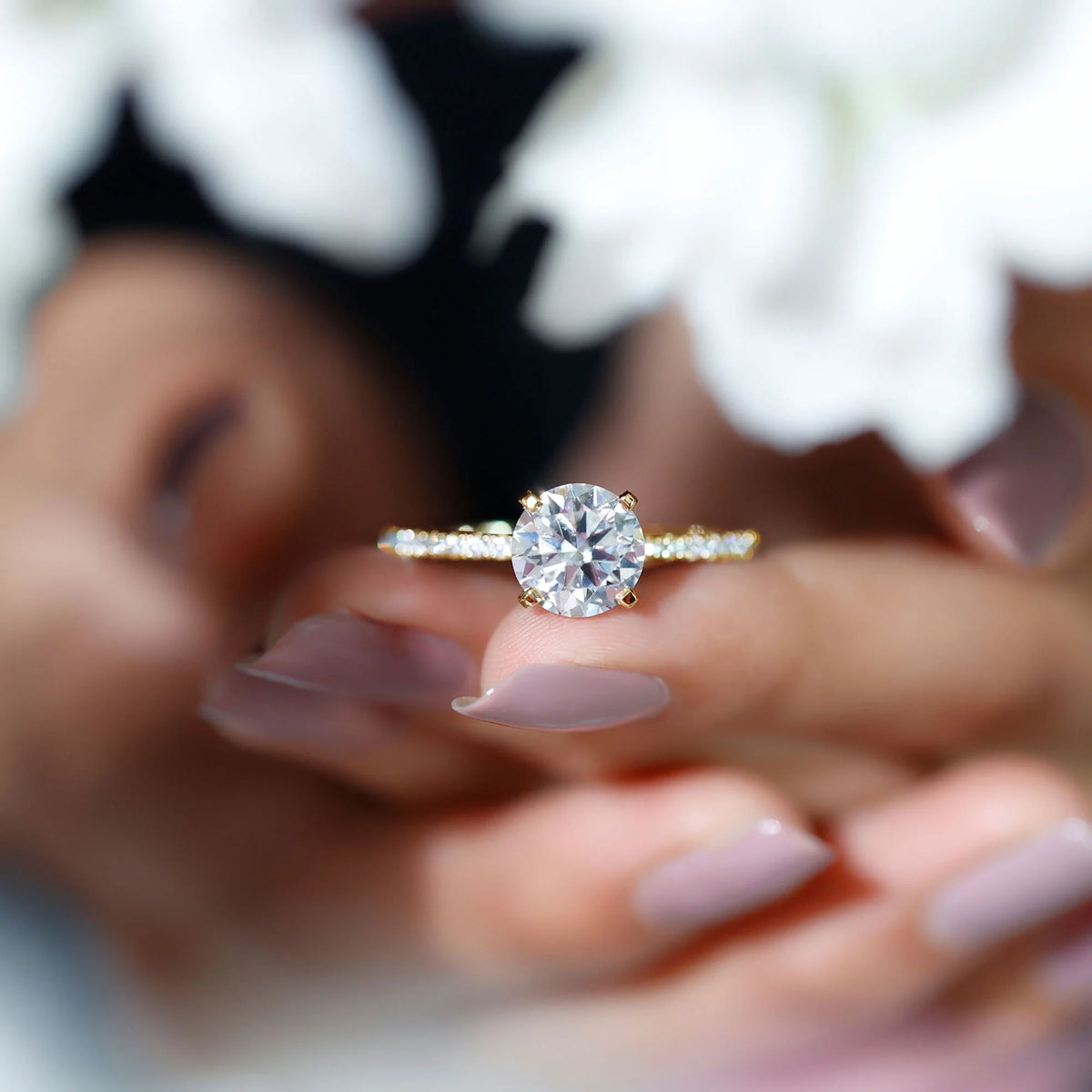 14K Yellow Gold Moissanite Solitaire Engagement Ring C114848