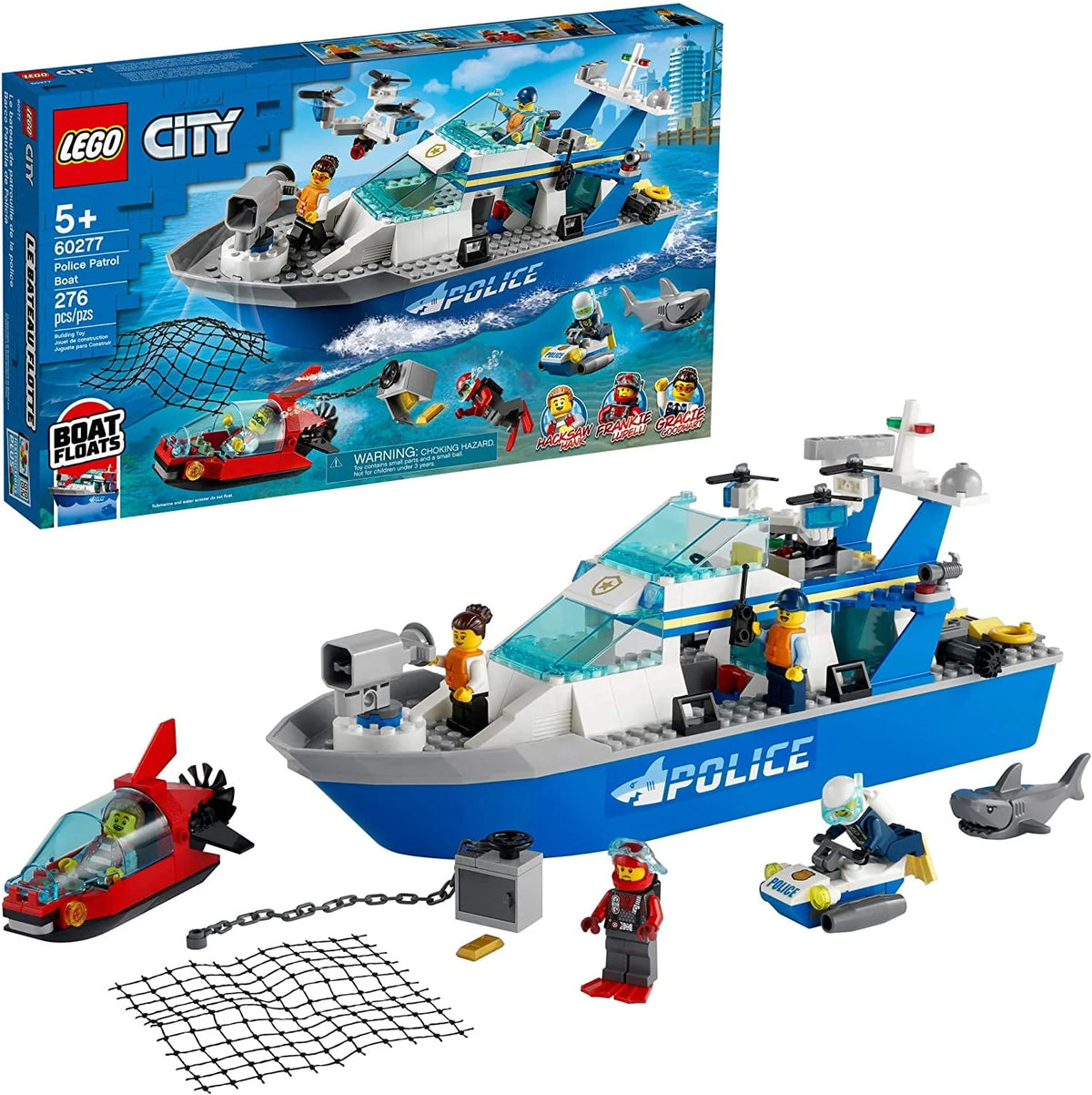 Police Patrol Boat Building Kit 276 Pieces K695058