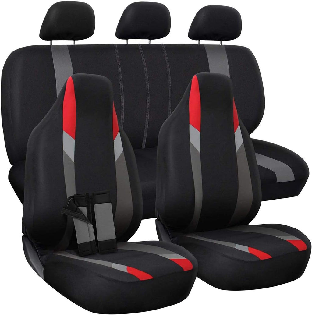 PU Leather Solid Beige Car Seat Cover, 10 pc Full Set Pack of 2 V779837