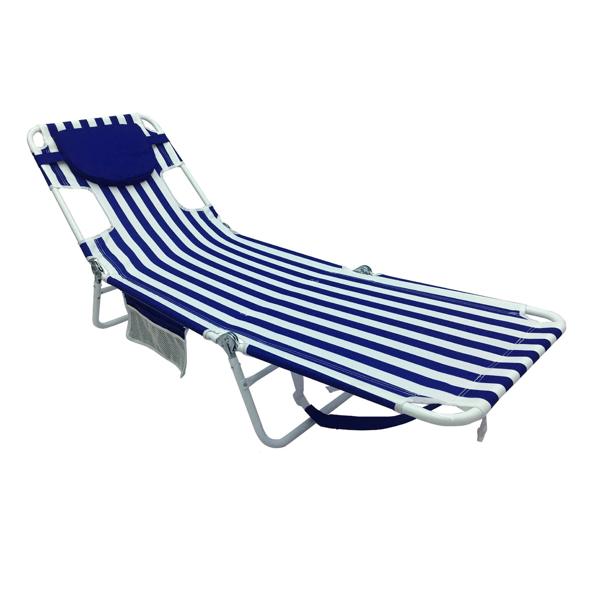 Blue & White Stripe Folding Beach Lounger V462