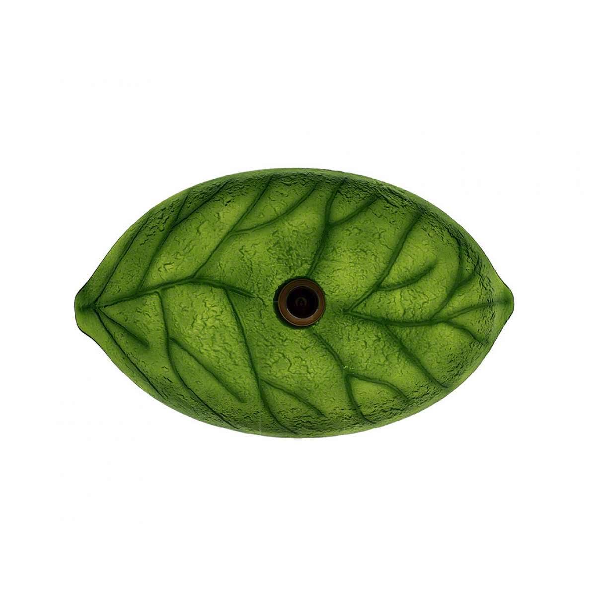 Green Coloured Glass Leaf Vessel Sink I6433