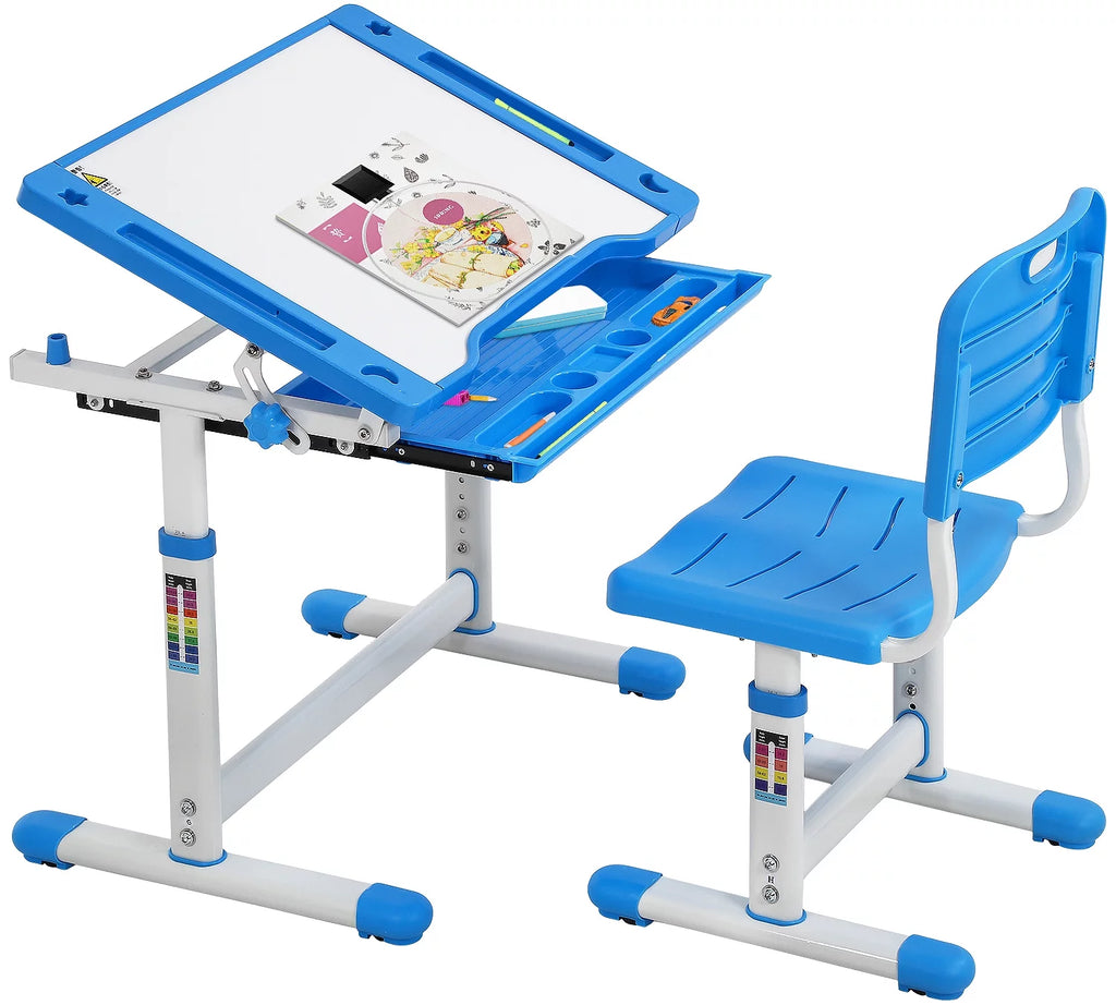 Height Adjustable Children's Study Desk Table Chair Set with Drawer A896073
