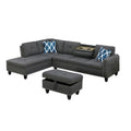 Gray Polyester Fabric Sectional Sofa with Ottoman D11290