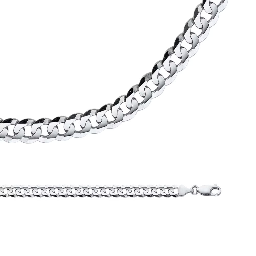 Solid 14k White Gold Cuban Chain Necklace, 6.9 mm - 22 inch E544919