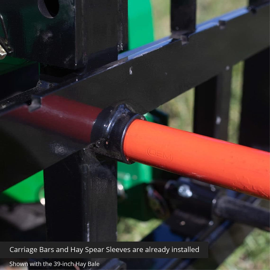Pallet Fork Frame Attachment with 49 Hay Spear and Stabilizers, Fits Cat I & II Tractors, Rated 4,000 LB U8123