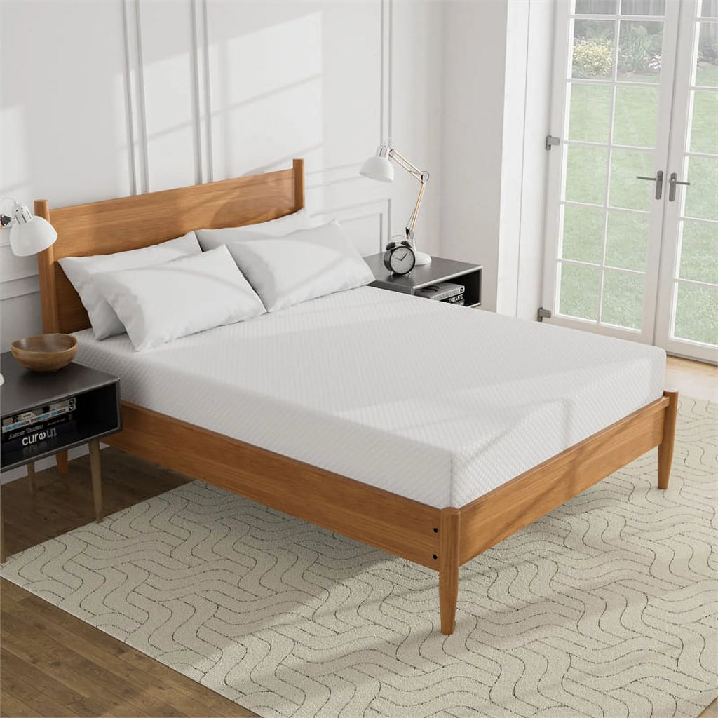 Solid Wood Queen Platform Bed with 8 Memory Foam Mattress A27187