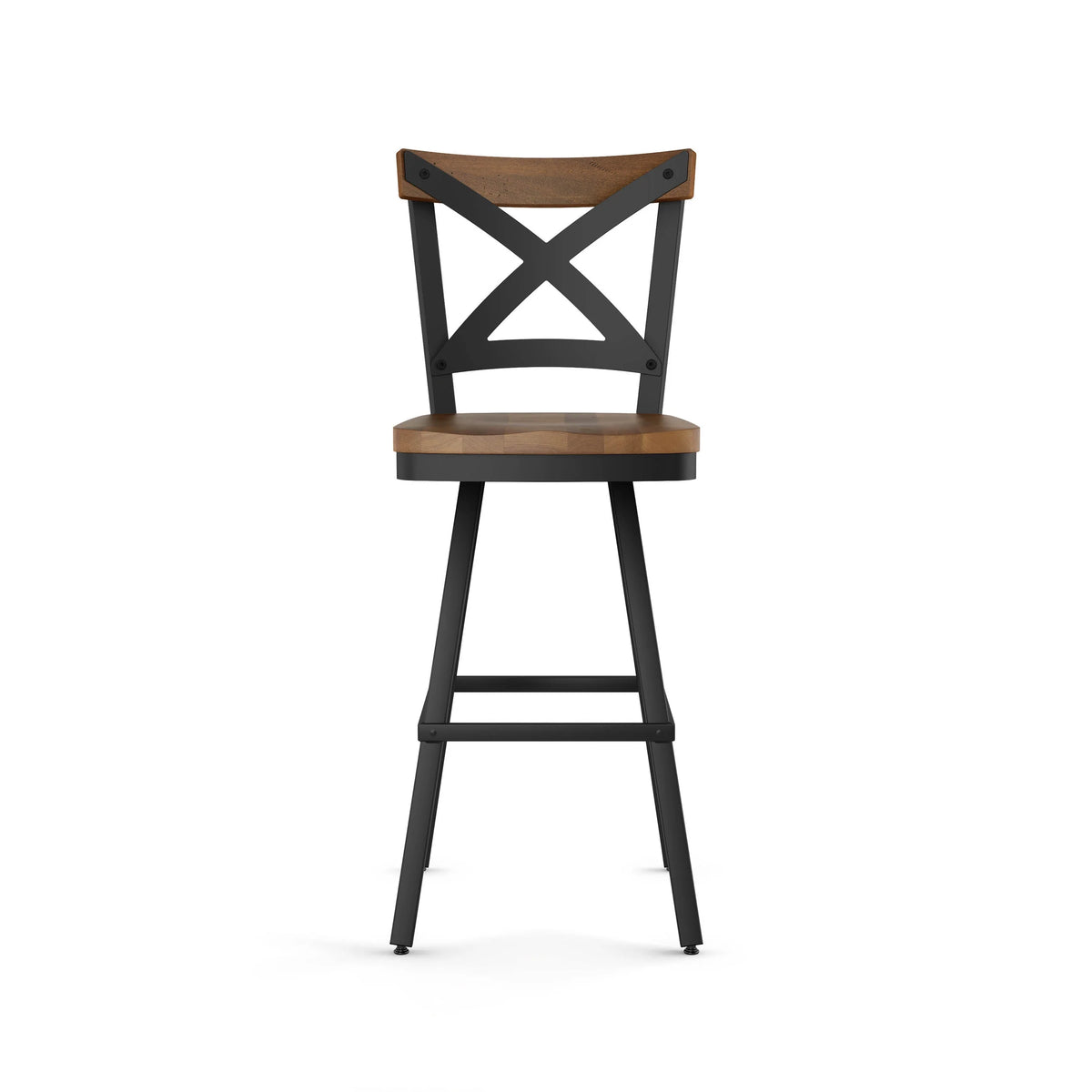 26 In. Swivel Counter Stool Light Brown Distressed Wood Black Metal E120