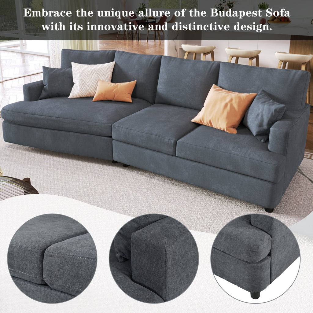 Gray 3 Seat Upholstered Sectional Sofa with Pillows E776738