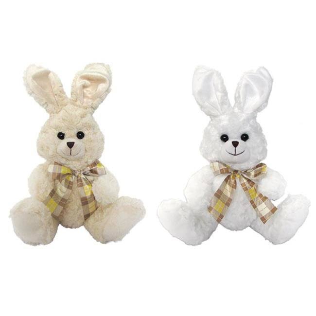 Plush Rabbit with Checker Satin Ribbon Case Pack 24 Y15944