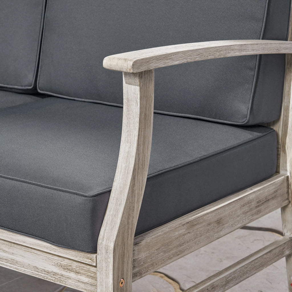 Light Gray Acacia Wood Outdoor Sofa Sectional Set D318