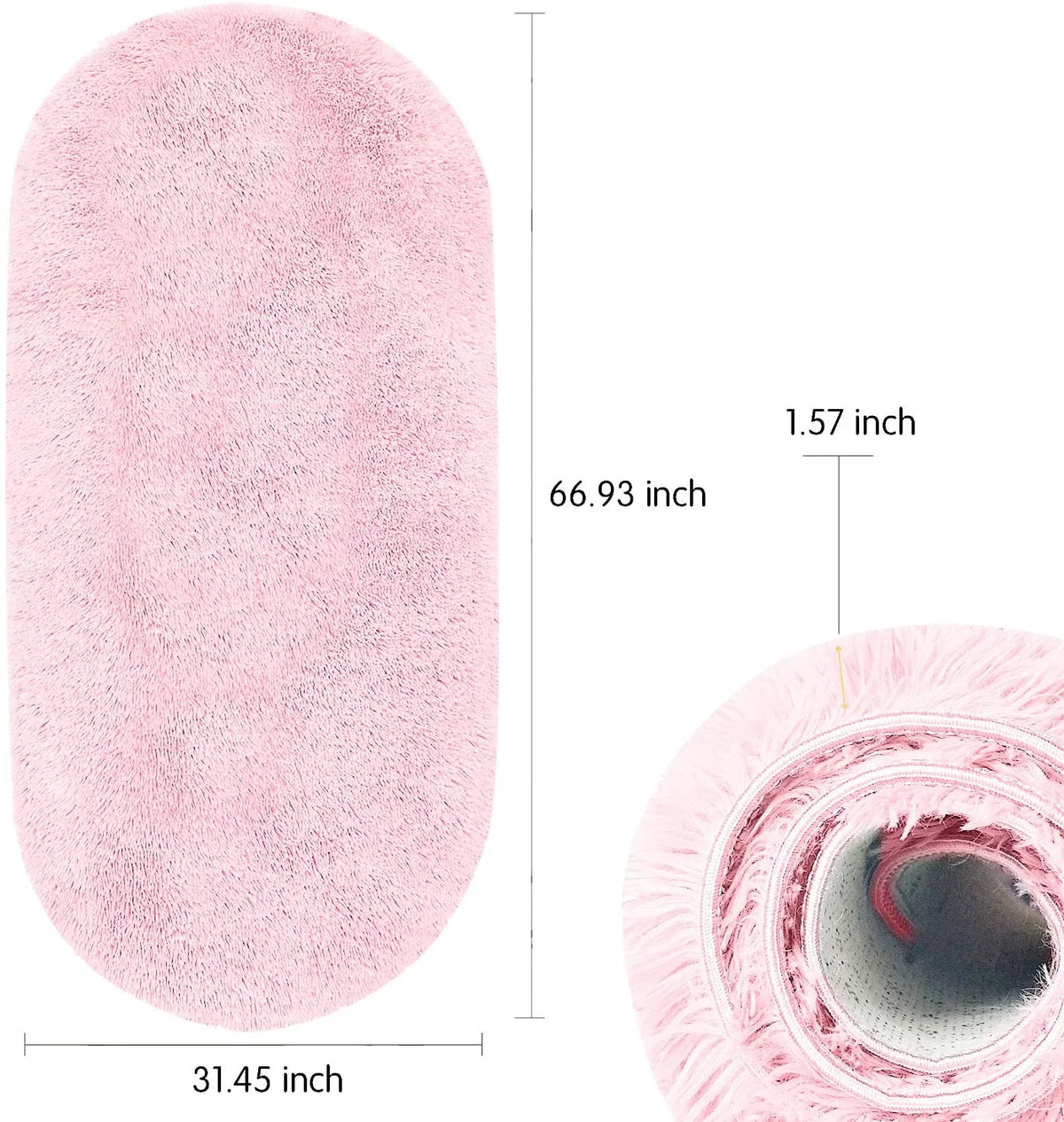 Pink Velvet Shaggy Area Rug 2.6' x 5.3' T1779