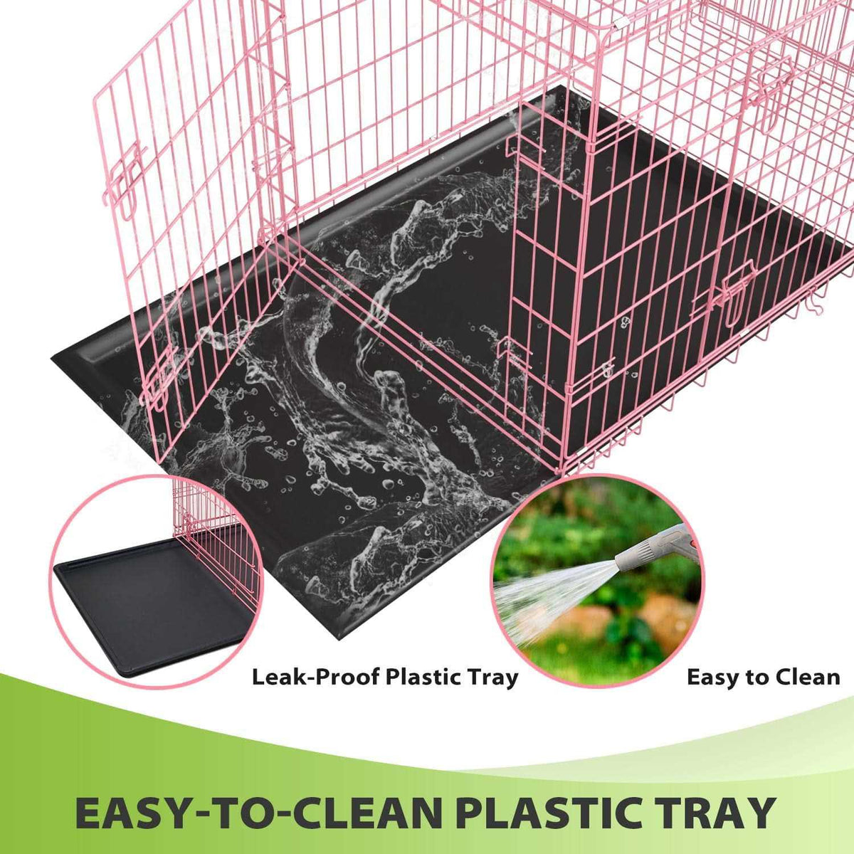 42 inch Foldable Metal Dog Crate with 2 Doors N214472