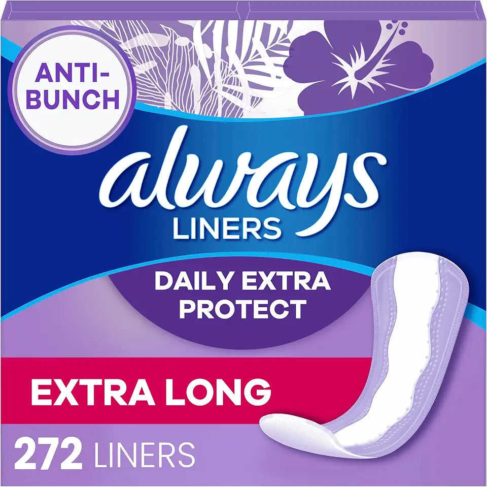 Anti-Bunch Xtra Protection Panty Liners, Extra Long, Unscented, 272 Count W400852