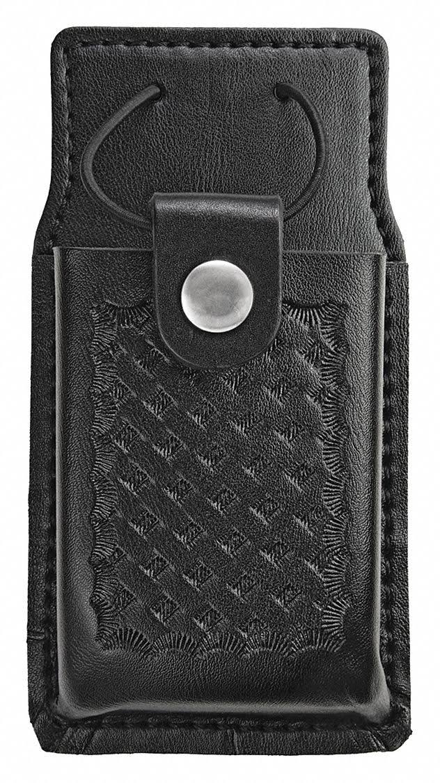 Black Synthetic Leather Radio and Phone Pouch D468
