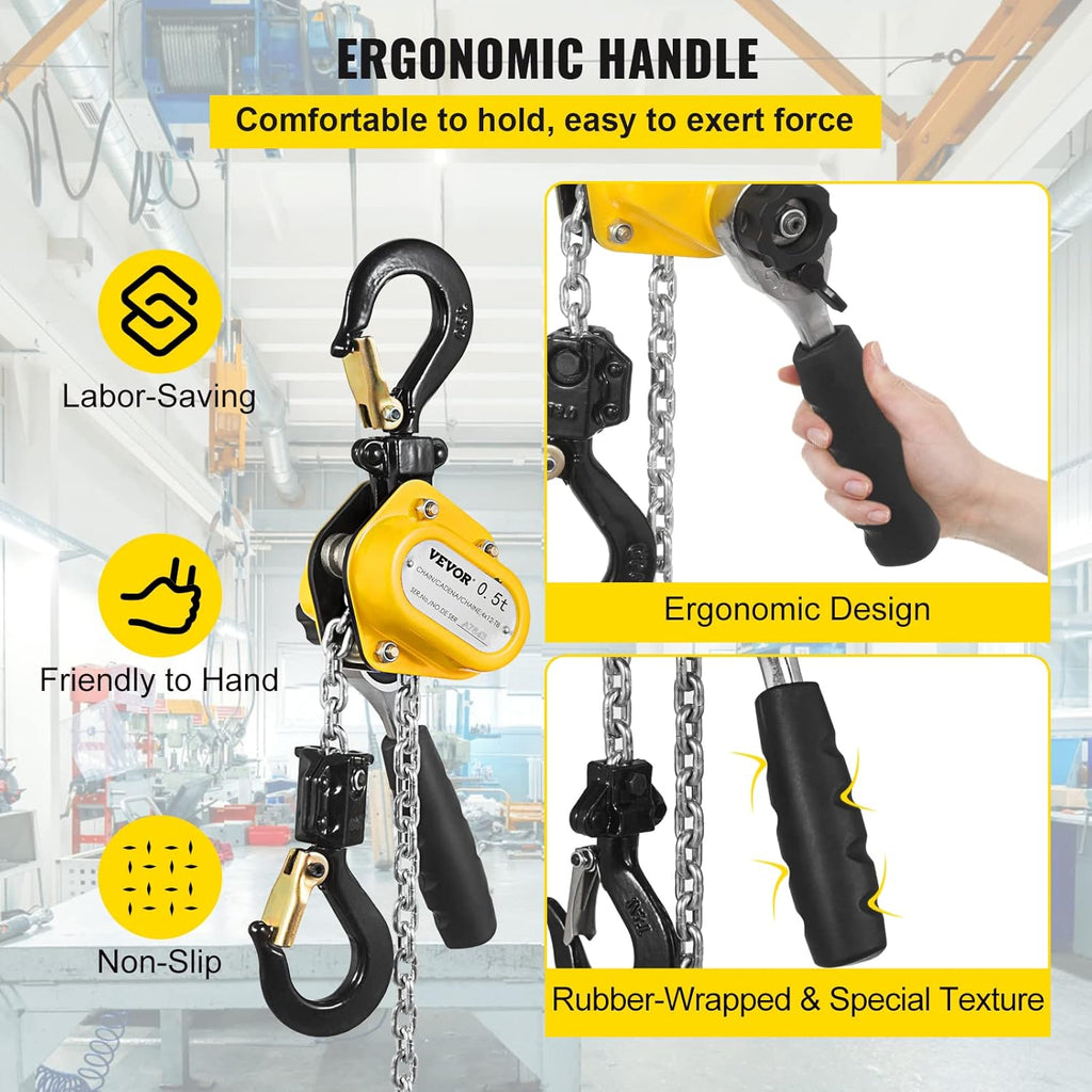 0.5T 10 Ft Alloy Steel G80 Chain Lever Hoist with Hook Pack of 2 C887